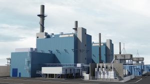 Modellhafte Darstellung des geplanten GuD-Kraftwerks im Chemiepark Marl. 